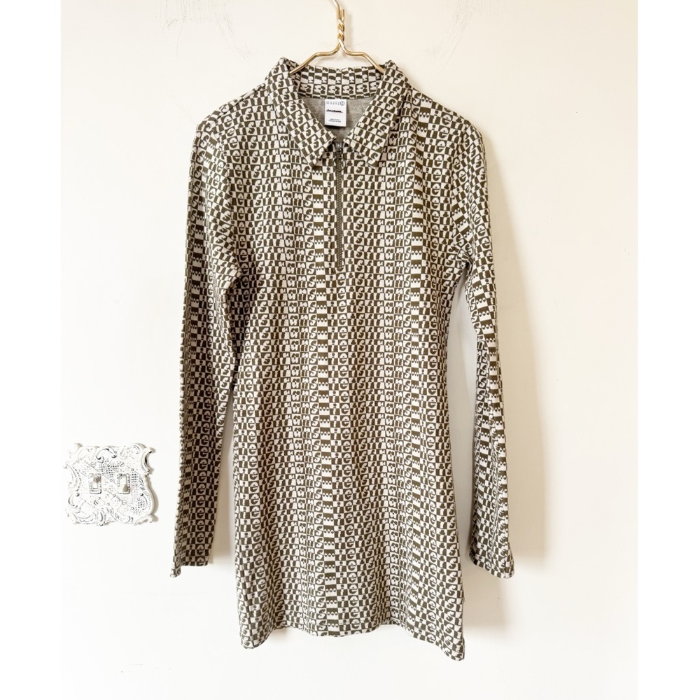iets Frans 70s Retro Logo Quarter Zip Long Sleeve Polo Bodycon Mini Dress XL - Picture 4 of 10